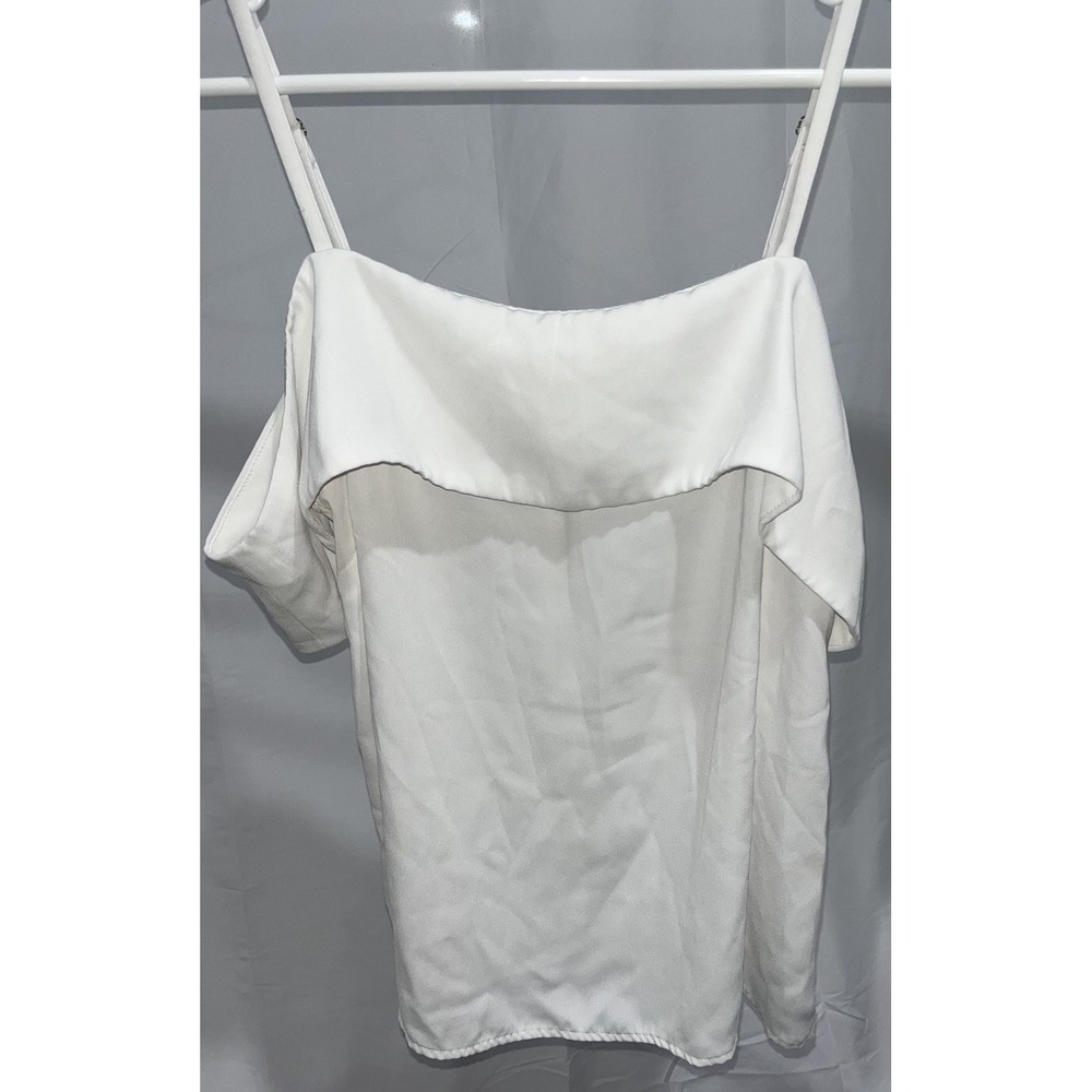 Forever 21 White Off The Shoulder Spaghetti Strap Tank Top Ruffle Casual Large